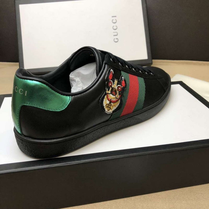 G*u*i black ace embroidered low top sneakers