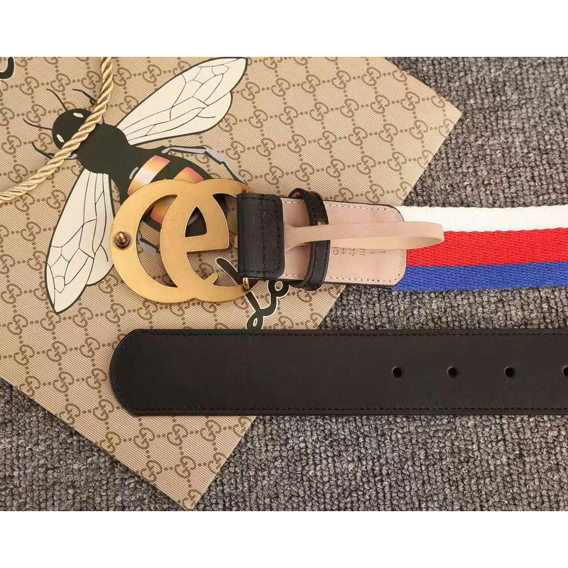 G*u*i web belt with double g buckle black