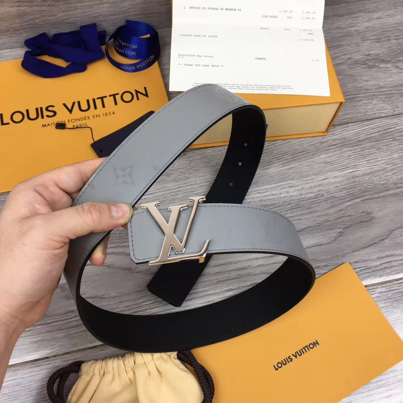 l**is V*t*n grey 40mm reversible belt (silver buckle)