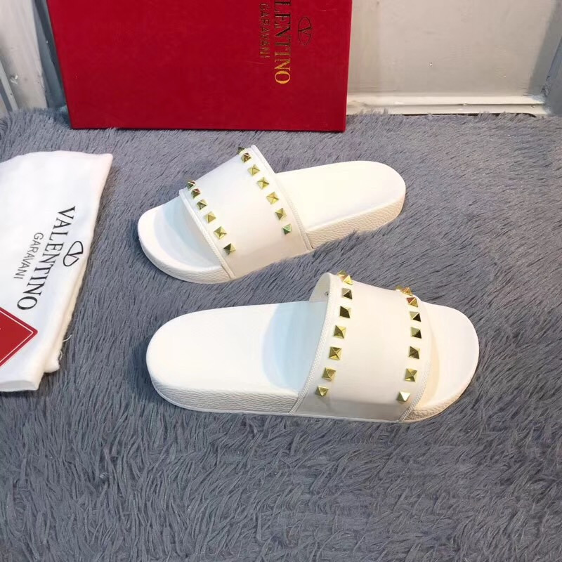 Valentino Rockstud Rubber Sandal(White)