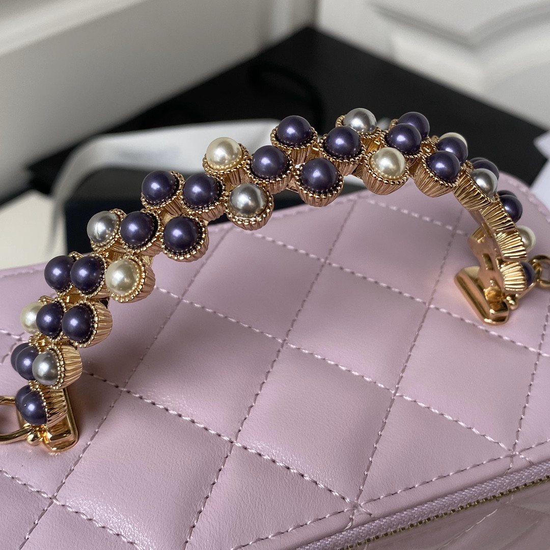Ch**el 24P CHAIN LEATHER SQUARE BOX SHOULDER BAG PURPLE 16x10x8cm